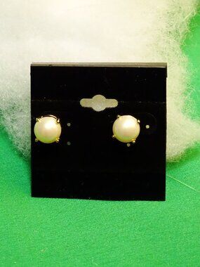 Kate Spade Pearl Earrings in Gold Plated Signed Setting